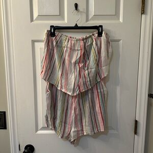 True Craft Multicolor Striped Strapless Romper: Size Large